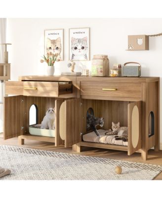 Espresso Hidden Cat Litter Box Enclosure with Storage