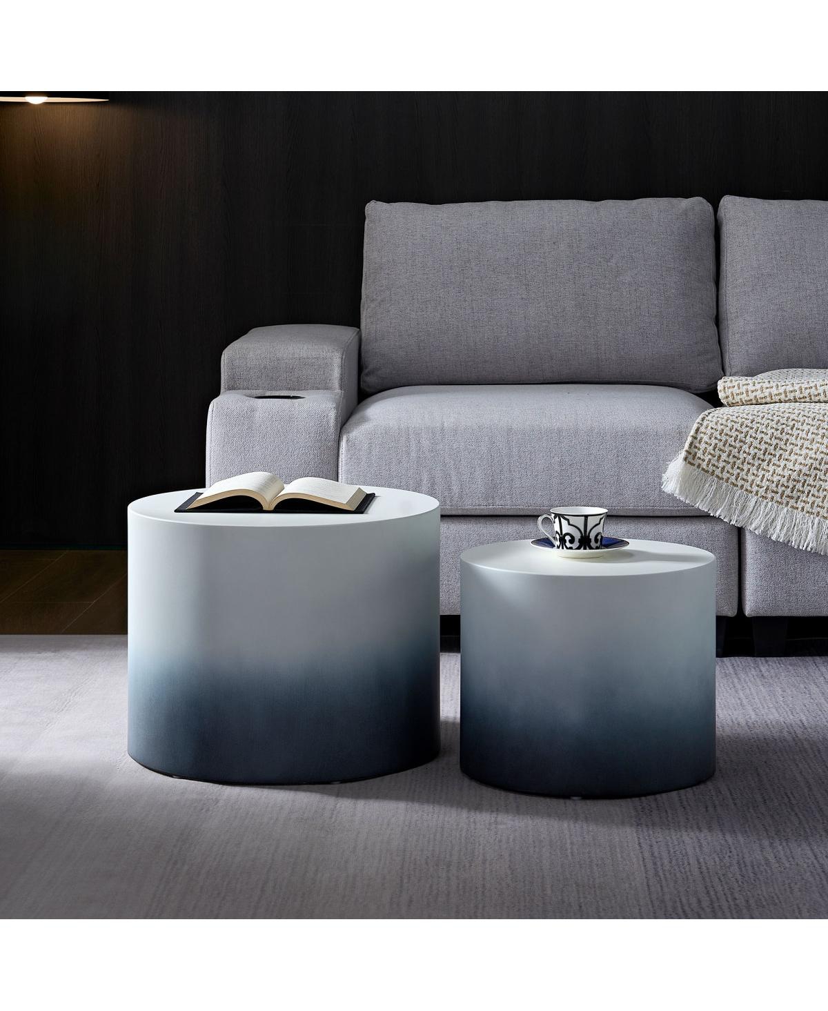 Streamdale Furniture Mdf Veneer Nesting Table Set of 2 (Ash/Oak/Walnut) - Wh+Bk