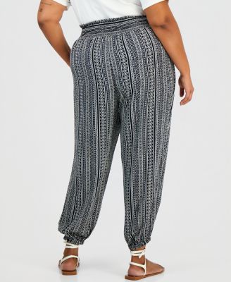Trendy Plus Size Printed Pull-On Jogger Pants