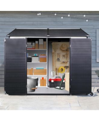 Mondawe 8 x 6 ft Resin Outdoor Storage Shed with Floor & Two Windows & Lockable Door