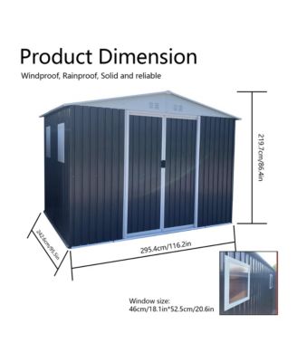 Mondawe 10FTx8FT Metal Anti-Corrosion Utility Tool House with Lockable Door, Windows