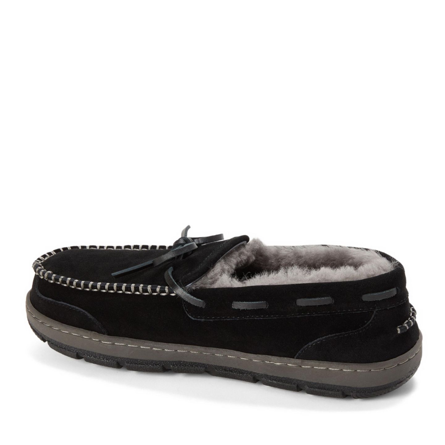 Мужские мокасины Dearfoams Forster Genuine Shearling Moccasin, цвет: Чёрный — фото 5