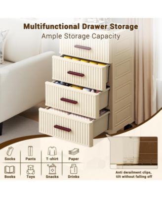 Plastic Storage Drawer Cart for Home Organization, Beige/Khaki