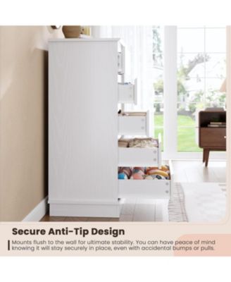 5-Drawer Tall Dresser for Bedroom, Wooden Chest of Drawers with Deep Storage for Living Room, White