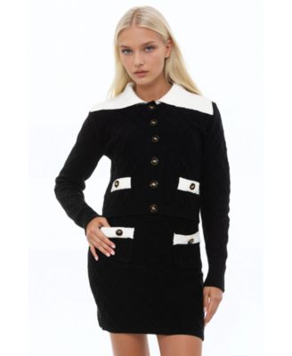 Women's Alina Fully Knit Cardigan with Contrast Collar