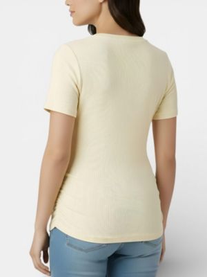 Women's Women's Crew Neck Side-Ruched Maternity Short Sleeve Top - Motherhood Maternity