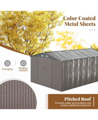 10 x 14 FT Outdoor Storage Shed with Improved Windproof Metal Structure 4 Vents