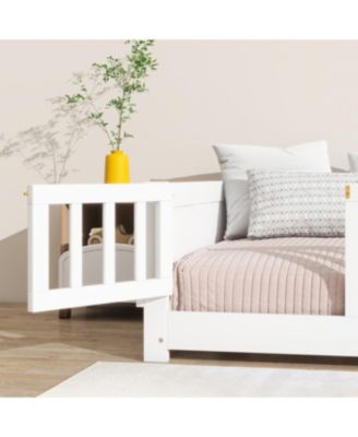 Twin Size Floor Bed with Built-in Book Rack and Door