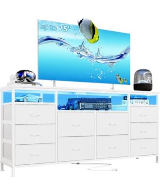 63.3" Wide 10-Drawer Dresser TV Stand for Bedroom and Living Room