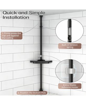 Extendable Rustproof Stainless Shower Caddy with 4 Shelves for Easy Drainage and Stability