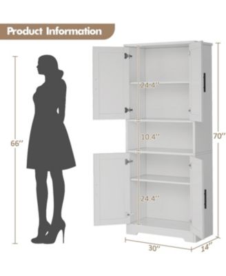 70" Tall Kitchen Pantry Cabinet with Doors and Adjustable Shelves, Freestanding Storage Cabinet