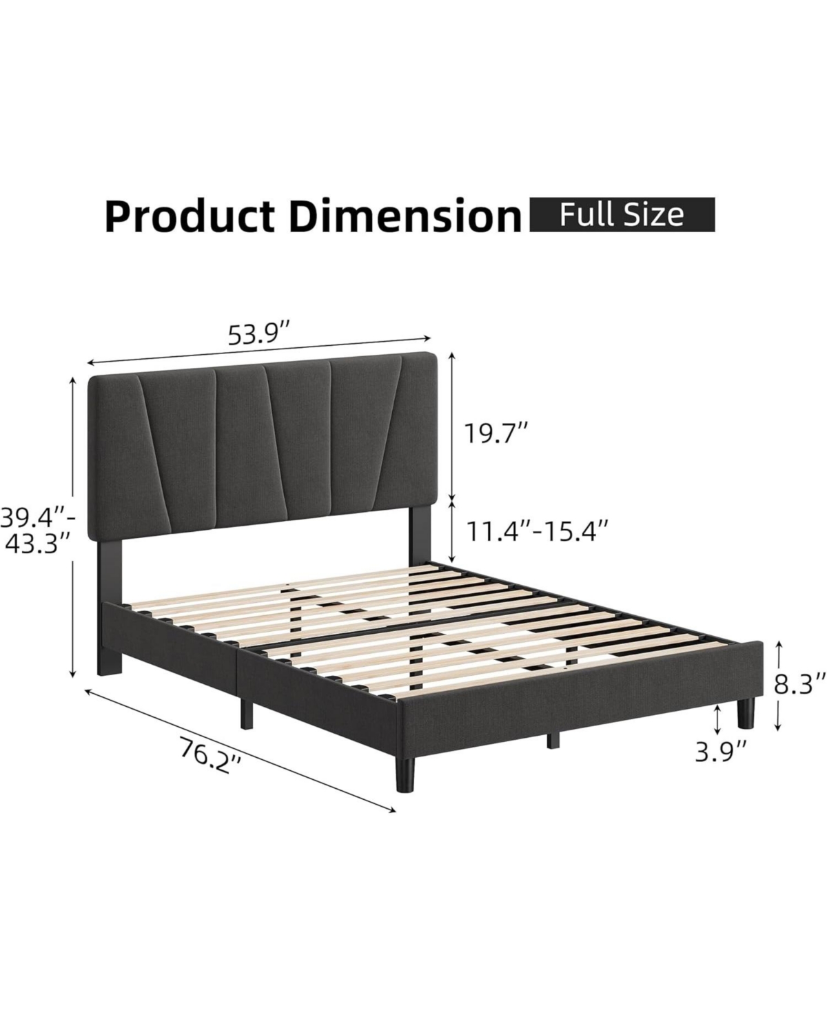 gaomon TrailBlaze Upholstered Bed Frame with Adjustable Headboard Modern Linen Platform Bed with Strong Wooden Slats