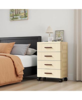 Plastic Storage Drawer Cart for Home Organization, Beige/Khaki