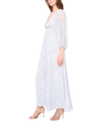 Women's Balloon-Sleeve Twist-Front Maxi Dress