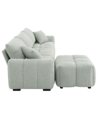 110" Modular Sectional Sofa, L-Shape, Extra-Large Seat, Movable Ottoman, Boucle Fabric