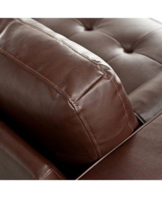 Streamdale Mirod Mid-Century Modern PU Leather 3-Seat Sofa with Solid Wood Legs