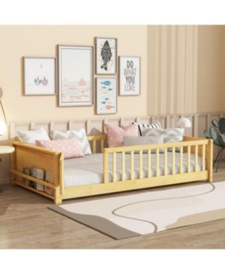 Twin Size Floor Bed with Book Rack and Door