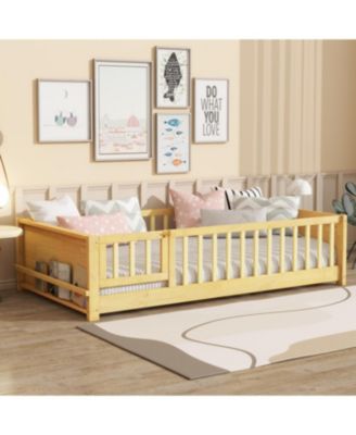 Twin Size Floor Bed with Book Rack and Door