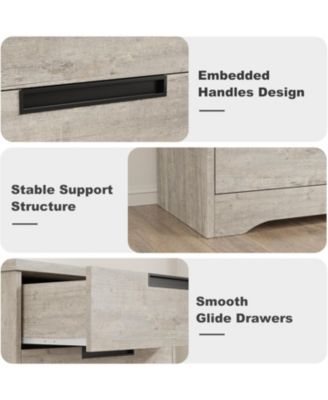 5-Drawer Dresser for Bedroom, Wooden Chest of Drawers with Embedded Handles for Hallway & Entryway