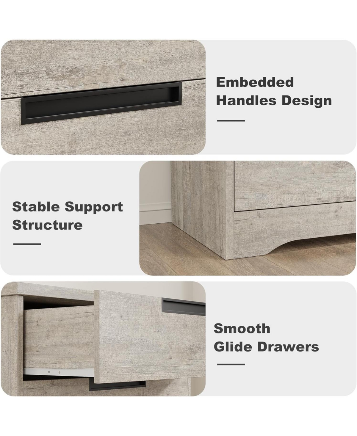 gaomon 5-Drawer Dresser for Bedroom, Wooden Chest of Drawers with Embedded Handles for Hallway & Entryway