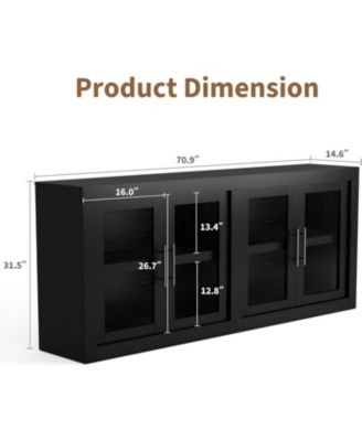 70.8" Sideboard Buffet Cabinet with 4 Glass Doors, Farmhouse Modern Accent Storage Cabinet