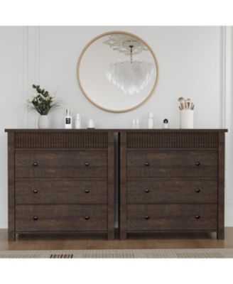 3-Drawer Nightstand Dresser for Bedroom, Wooden Chest of Drawers with Fluted End Table Design