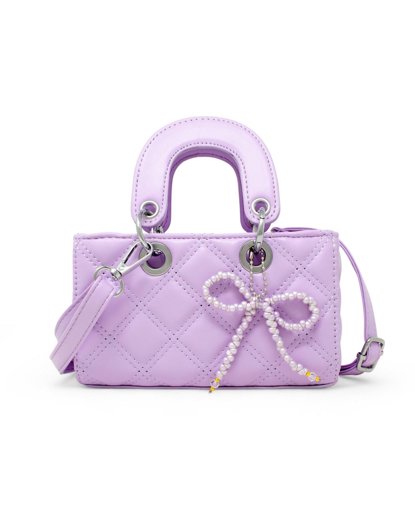 Сумка ZOMI GEMS Quilted Rectangle Bow Charm Handbag, Purple для девочек — фото 1