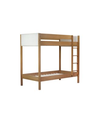 Upholstered Twin-over-Twin Bunk Bed with Ladder and Safety Rails