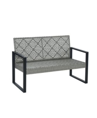  4-Piece Gray Acacia Wood Patio Furniture Set with Cushions