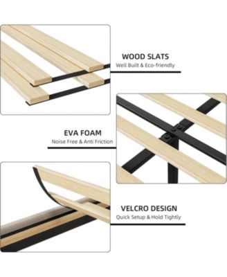 King Linen Upholstered Platform Bed Frame with Wingback Headboard Built-in Storage Shelf Power Outlets USB Ports Wood Slats Underbed Space