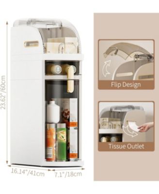 2-Tier Narrow Bathroom Storage Cabinet, Slim Rolling Organizer with Drawers & Wheels