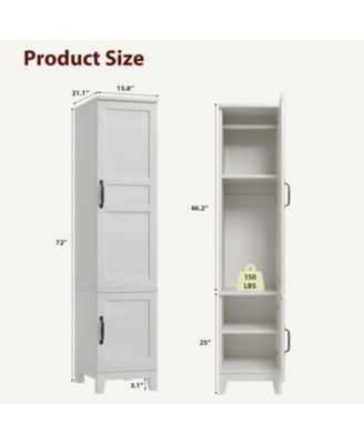 72" Narrow Armoire Wardrobe Closet with Doors, Adjustable Shelves & Hanging Rod for Bedroom, White