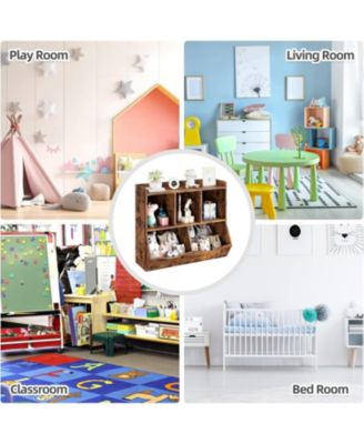 Kids Bookshelf and Toy Storage Bookcase, Multi-Shelf Cubby Organizer for Playroom and Classroom