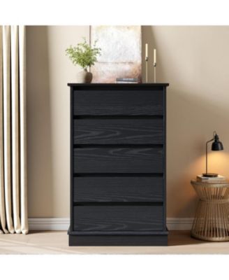5-Drawer Tall Dresser for Bedroom, Wooden Chest of Drawers with Deep Storage for Living Room