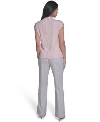 Women's Textured Mock Neck Cap Sleeve Top