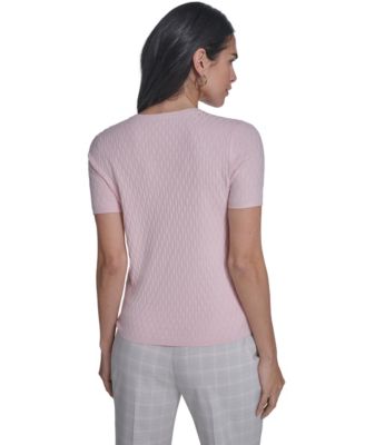 Women's Short-Sleeve Textured Sweater