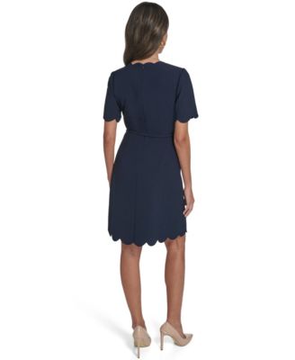 Women's Scalloped Hem V-Neck Short Dress