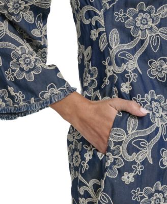 Women's Notch Neck Flare-Sleeve Short Dress