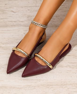 Women's Reina Slingback Flats with Gold-Tone Bar Detail