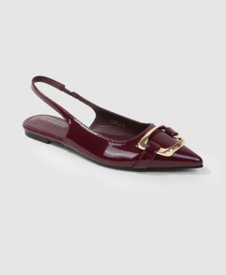 Women's Caeli Slingback Flats with Gold Tone Buckle