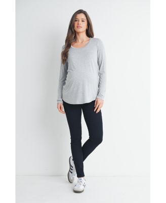 Maternity Casual Scoop Neck Long Sleeve Nursing Top