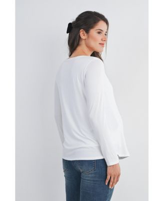 Maternity Casual Scoop Neck Long Sleeve Nursing Top