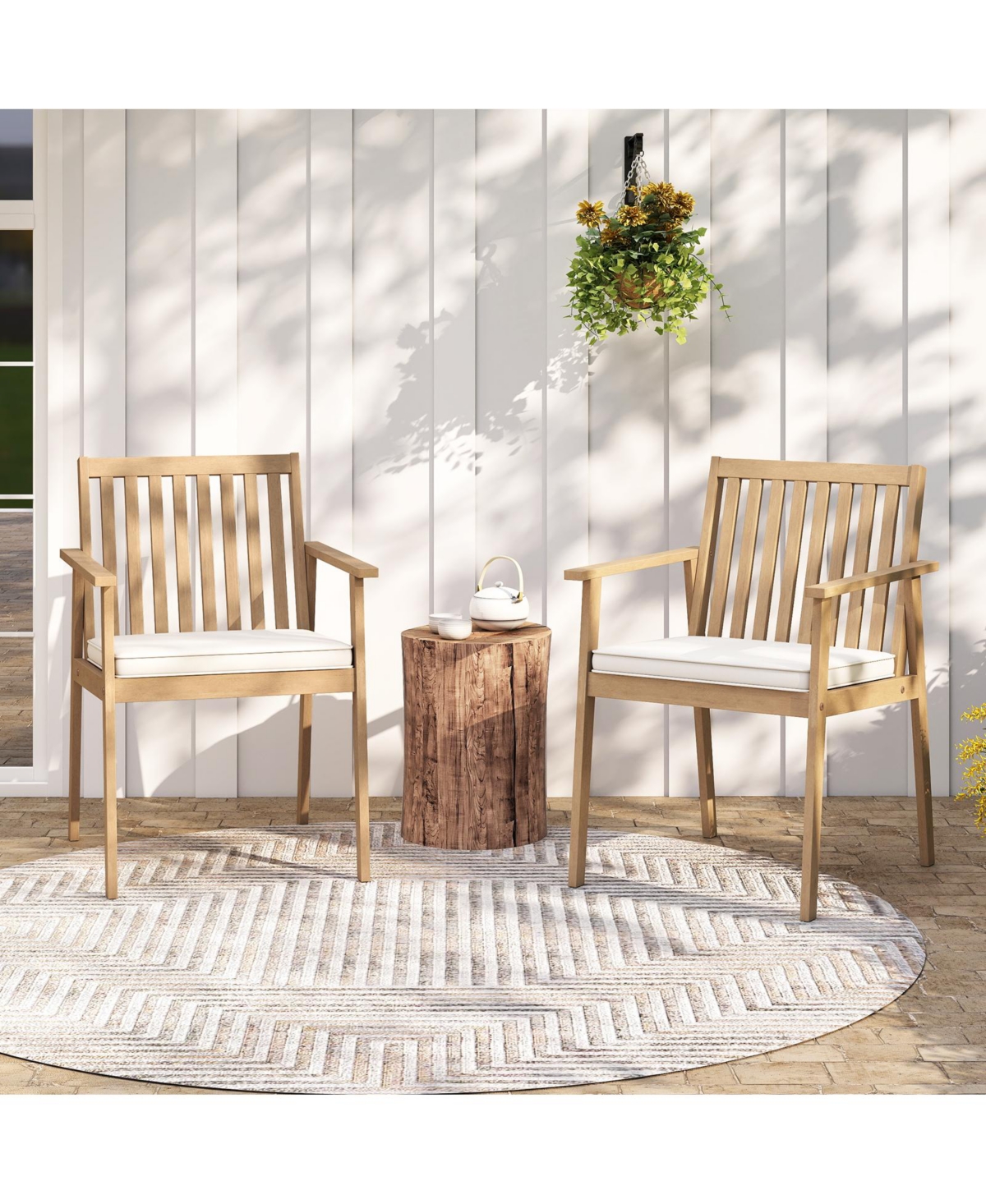 Slickblue 2 Pieces Patio Dining Chairs Outdoor Chairs with Removable Padded Cushion