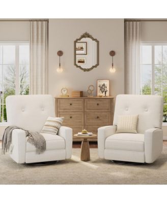 Recliner Chair, 360° Swivel Rocking Glider Chair for Adults with Adjustable Backrest & Footrest