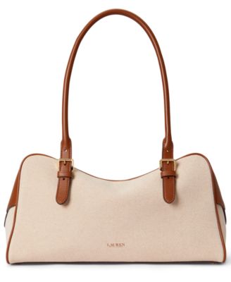 Canvas & Leather Large Marcy Zip Satchel Bag