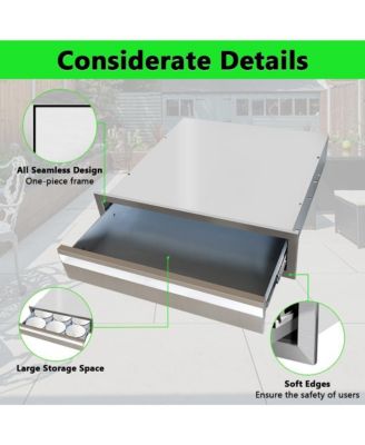 24" Outdoor Kitchen Drawers, Stainless Steel Single-Layer Flush Mount BBQ Drawers for Grill Station, Silver