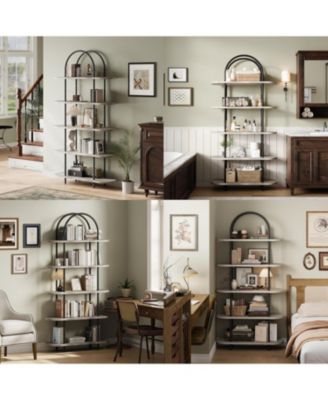 71" 5-Tier Metal Collapsible Bookshelf, Portable Freestanding Storage Bookcase