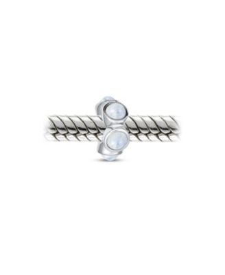 Glass Opalite Spacer Charm Bead .925 Sterling Silver Fits European Bracelet