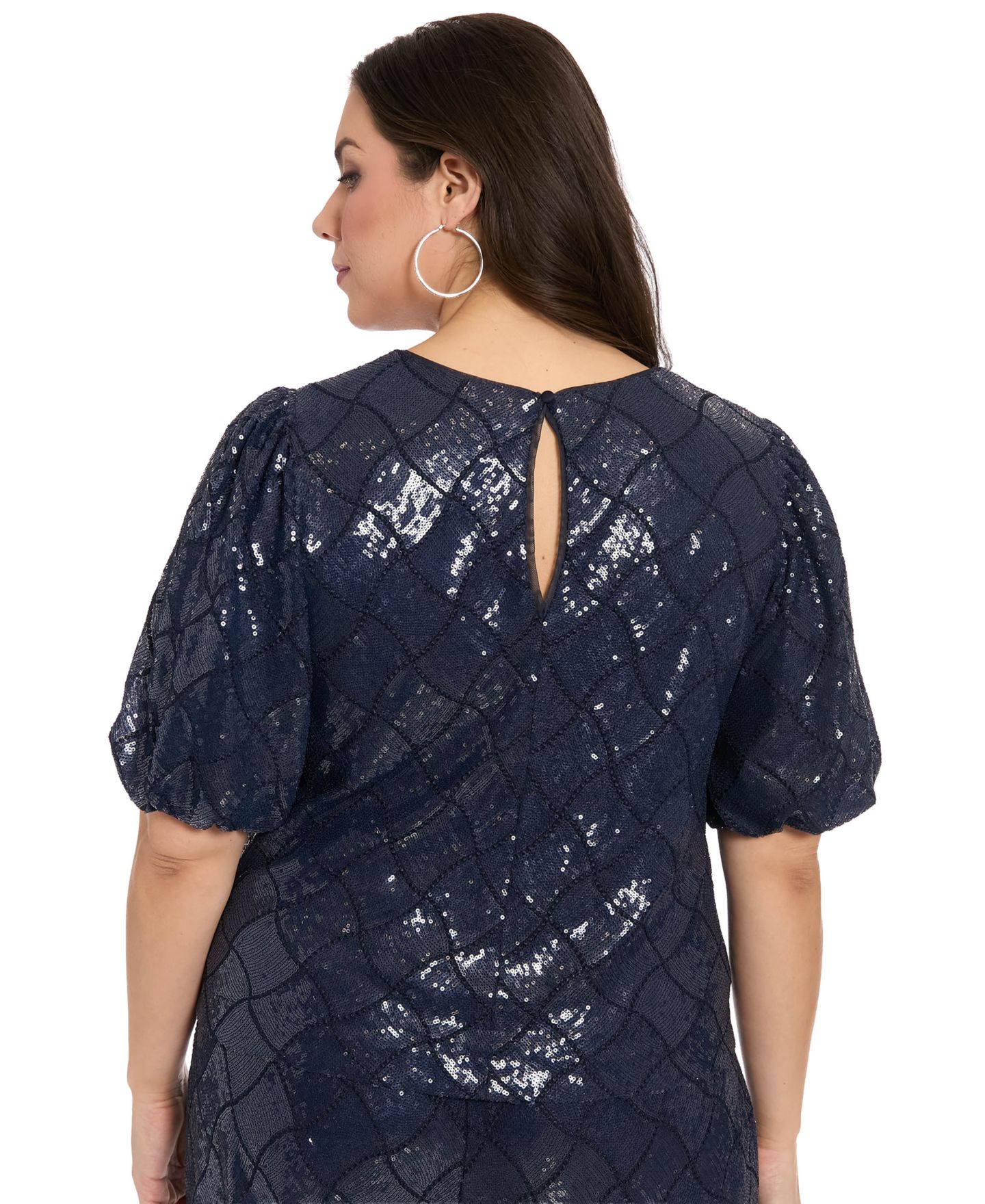 Женский топ Muse Plus Size Crew Neck Short-Sleeve, цвет: Тёмно-синий — фото 4