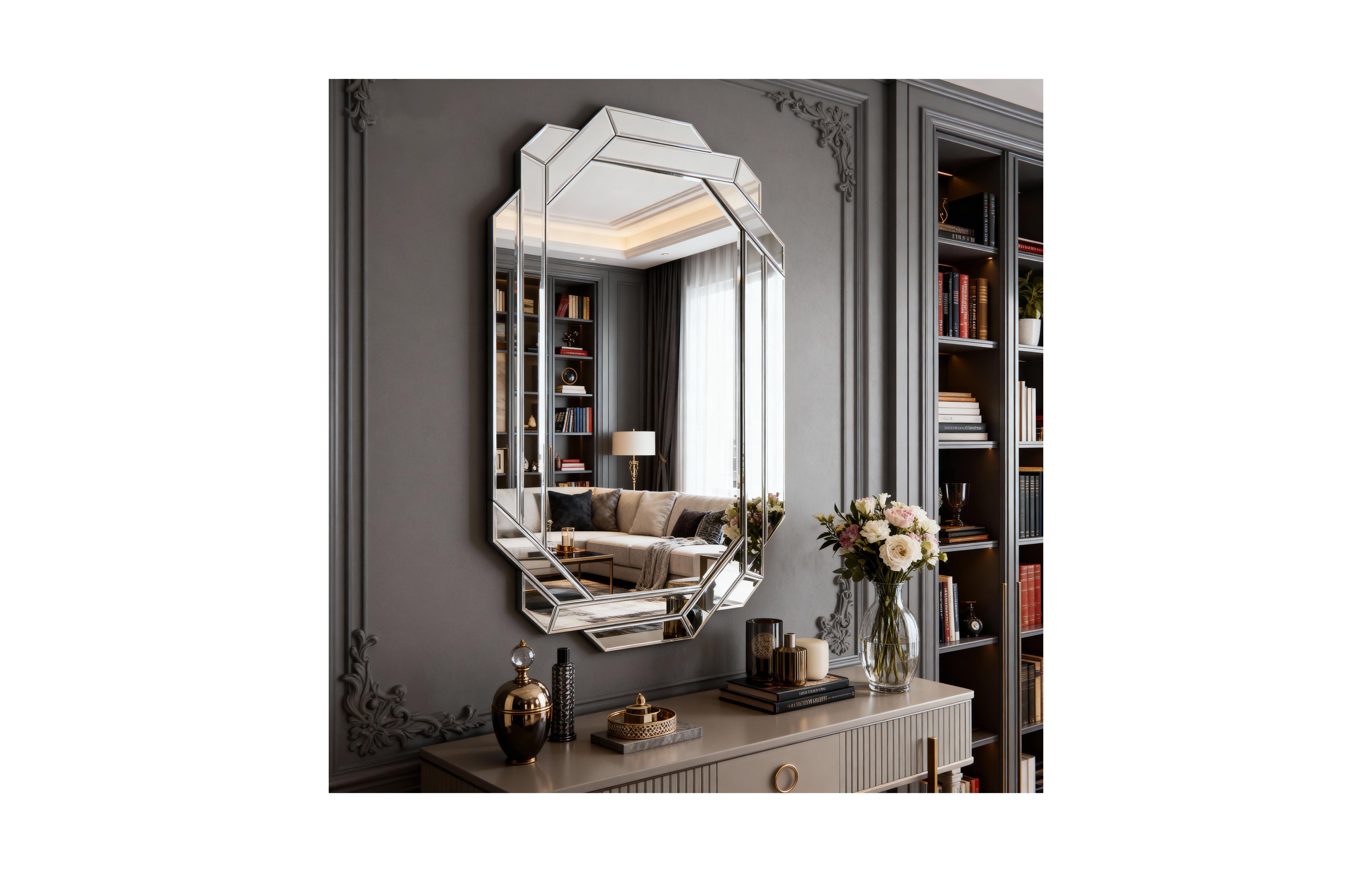 Busdays Large Wall Mirror for Decor, Horizontal or Vertical Frameless Beveled Edge Mirror (35.8''x 23.8'')